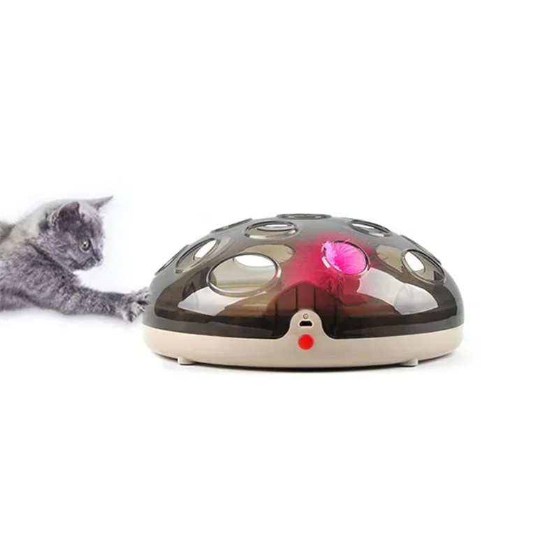 Interactive Electric Turntable Funny Toys For Cats Feather Teaser Rechargeable Maglev Bouncing Catching Kat Game Complexes