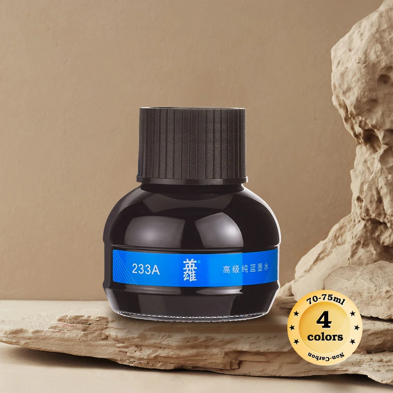 4 Colors Non-Carbon 70/75ml Bottle Fountain Pen Ink,Black,Bl