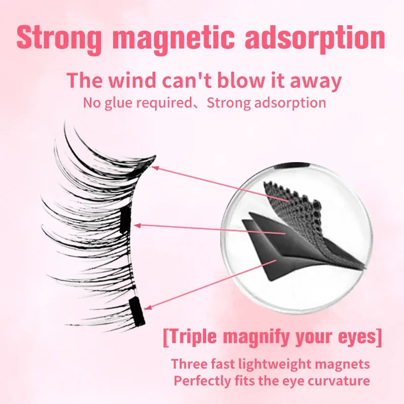 Dodaj zamiennik naturalne rzęsy magnetyczne 3D z magnetycznymi rzęsami Magnetyczne sztuczne rzęsy wielokrotnego użytku Przenośne narzędzie kosmetyczne