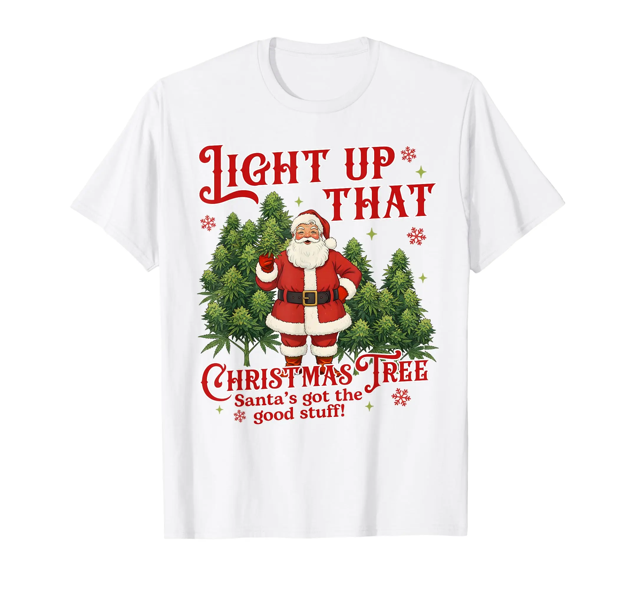 Cannabis Weed Lover Smoking 420 Light Up Christmas Tree T-Shirt
