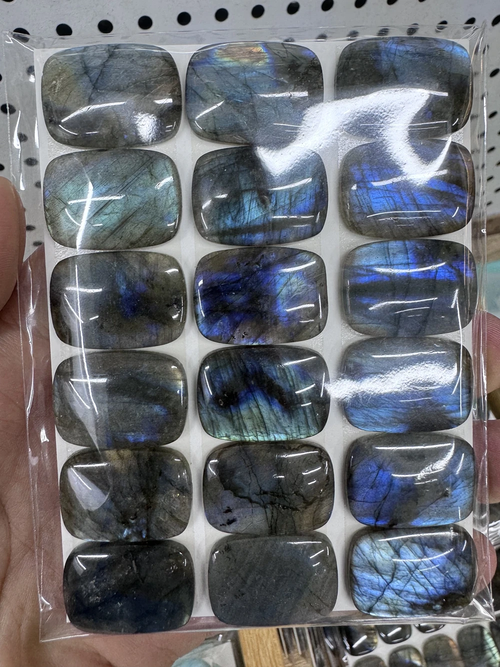 Wholesale 2pcs/pack Genuine Blue Flash Labradorite Bead Rectangle Pendant Cabochon,Semi-Precious Gems Ring Face Approx 18x25mm