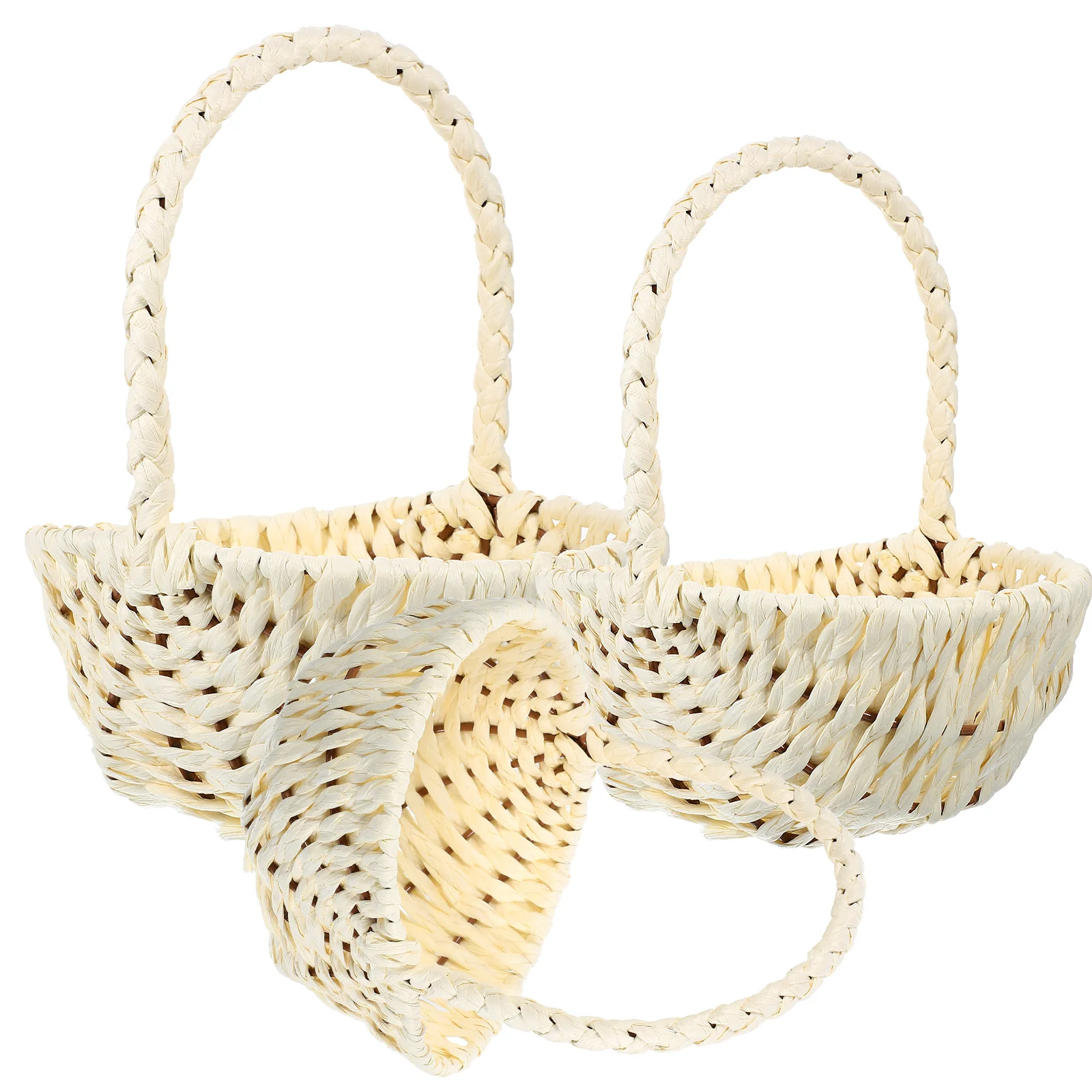 

3Pcs Woven Storage Basket H made Picnic Container Kitchen Fruit Holder Rural Style Garden Flower Pot Portable Solution
