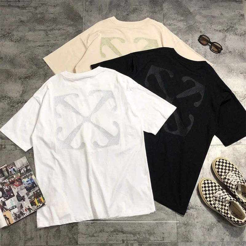 

Cool Geometric Arrowhead Embroidered Cotton Short Sleeve T-Shirt Unisex Loose Fit Street Style Base Layer Summer Tee