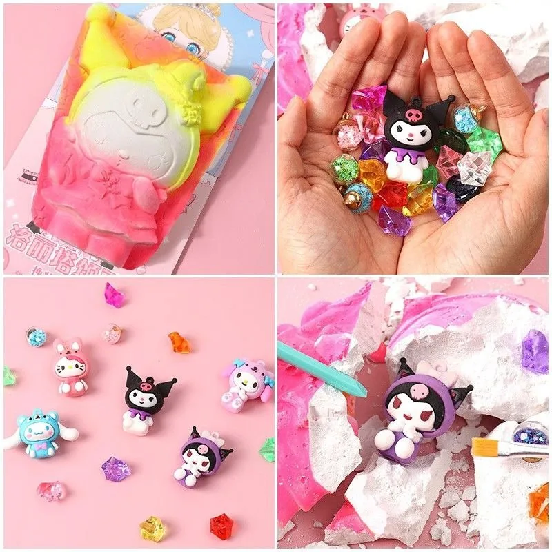 

Kuromi My Melody Kawaii Sanrio Archaeological Excavation Toys Gem Kuromi Fossil Lovely Birthday Present Toys Doll for Kids