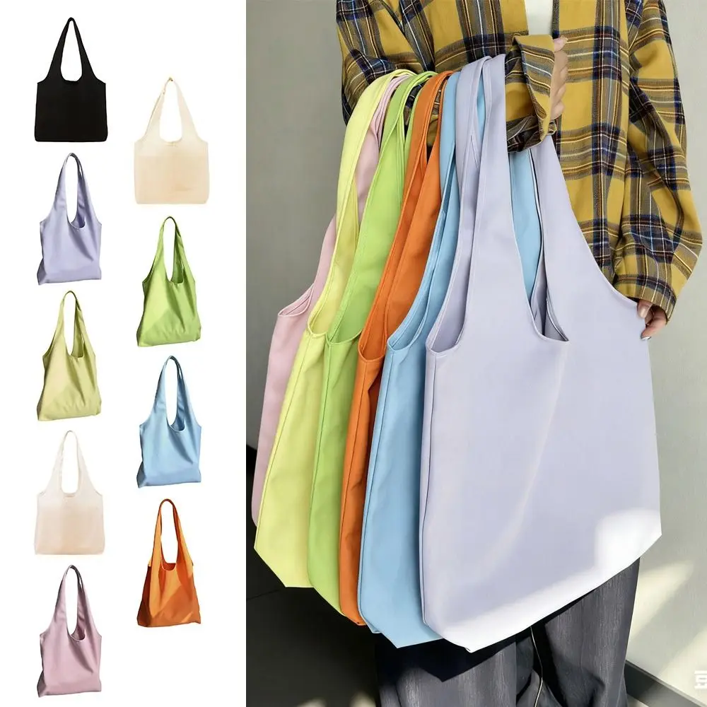 Pure Color Canvas Shoulder Bag Macaron Canvas Urban Minimalist Portable Shopping Bag Fashion Printing Colored Canvas