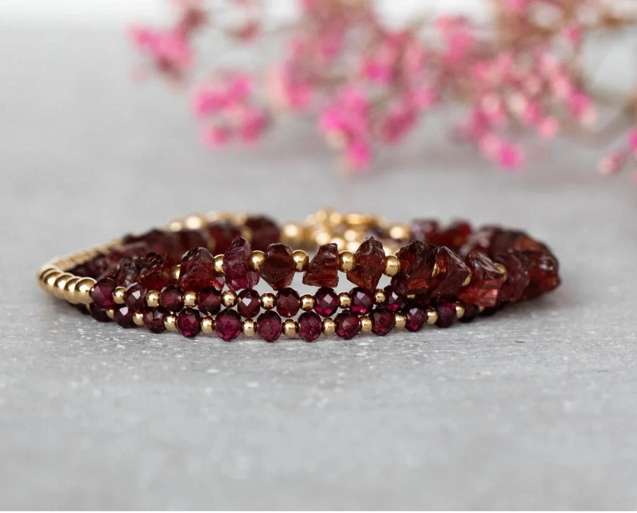 Garnet bracelet  January birthstone bracelet
