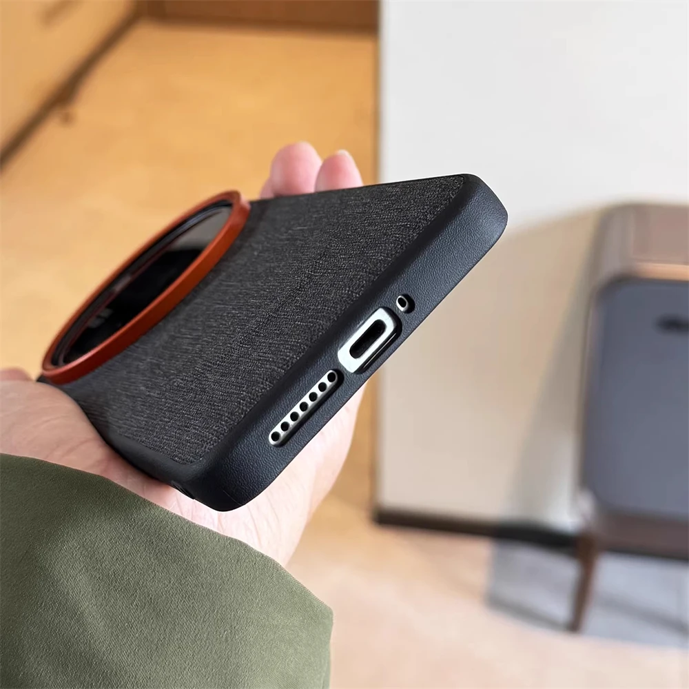 Luksusowe etui z teksturą tkaniny, wykonane z PU skóry, z magnetycznym zamknięciem, do Xiaomi Mi 17 Pro Max 15 14 Ultra, z obsługą bezprzewodowego ładowania i ochroną przed wstrząsami. — zdjęcie produktu 6