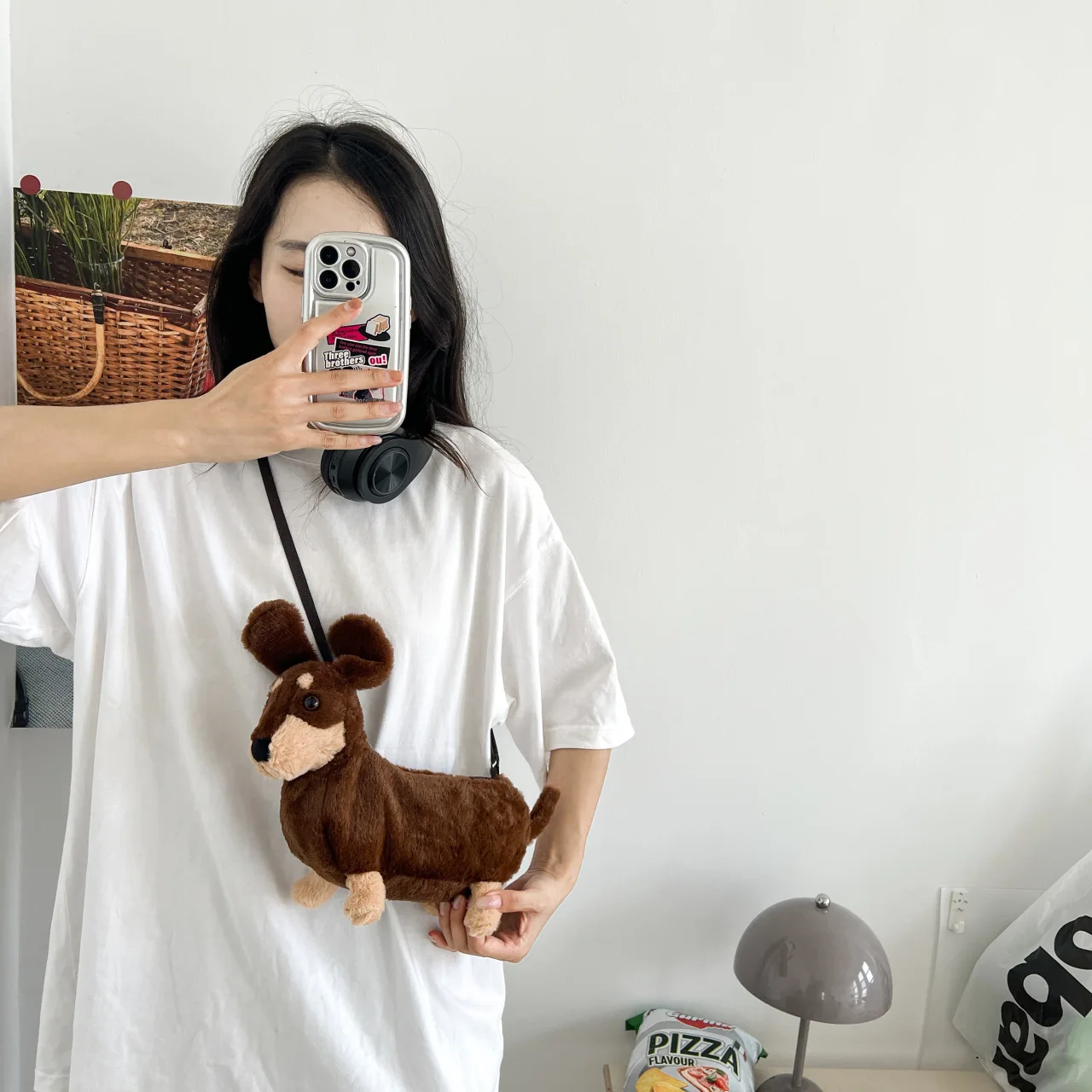 

Children's Backpack Cute Dachshund Puppy Doll Shoulder Bag Cartoon Soft Plush Small Dog Crossbody Bag Children's Birthday Gifts
