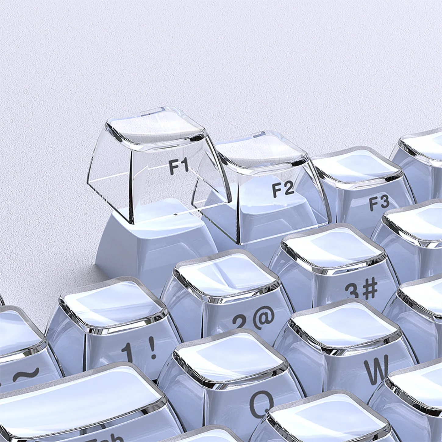 مجموعة أغطية مفاتيح OEM كريستالية زرقاء 136 مفتاحًا منقوشة على الجانب PBT PC Keycap متوافقة مع لوحة المفاتيح الميكانيكية 60/80/87/98/104/108 #3