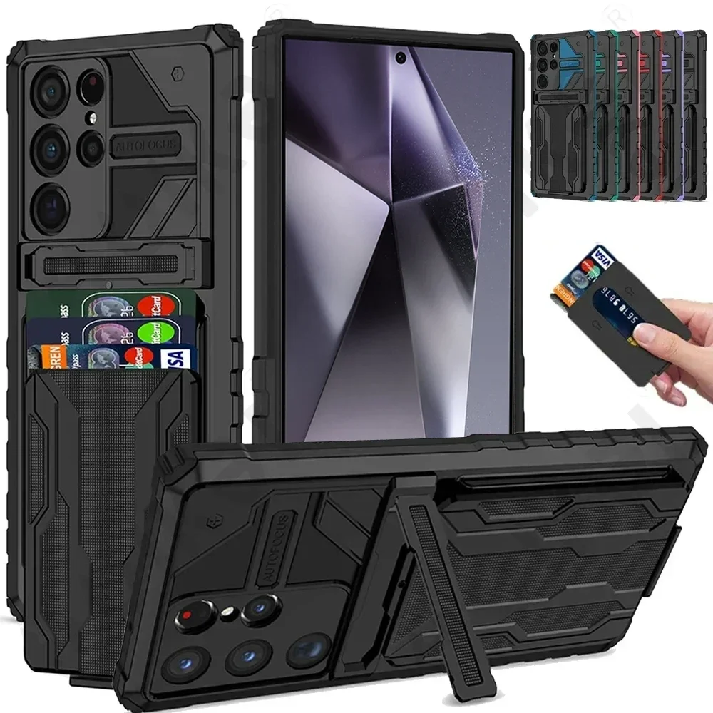 Case For Samsung S24 S23 S22 S25 S20 FE Ultra Plus A55 A56  Wallet With Credit Card Stand Kickstand Slim Rugged Shockproof Cover