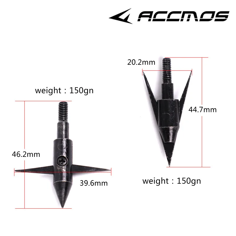 12pcs Hunting Arrowheads Iron Point Tip Fixed Barbs for Outdoor Bow and Arrow Fishing Archery Shooting 150grain Hunt Accessories