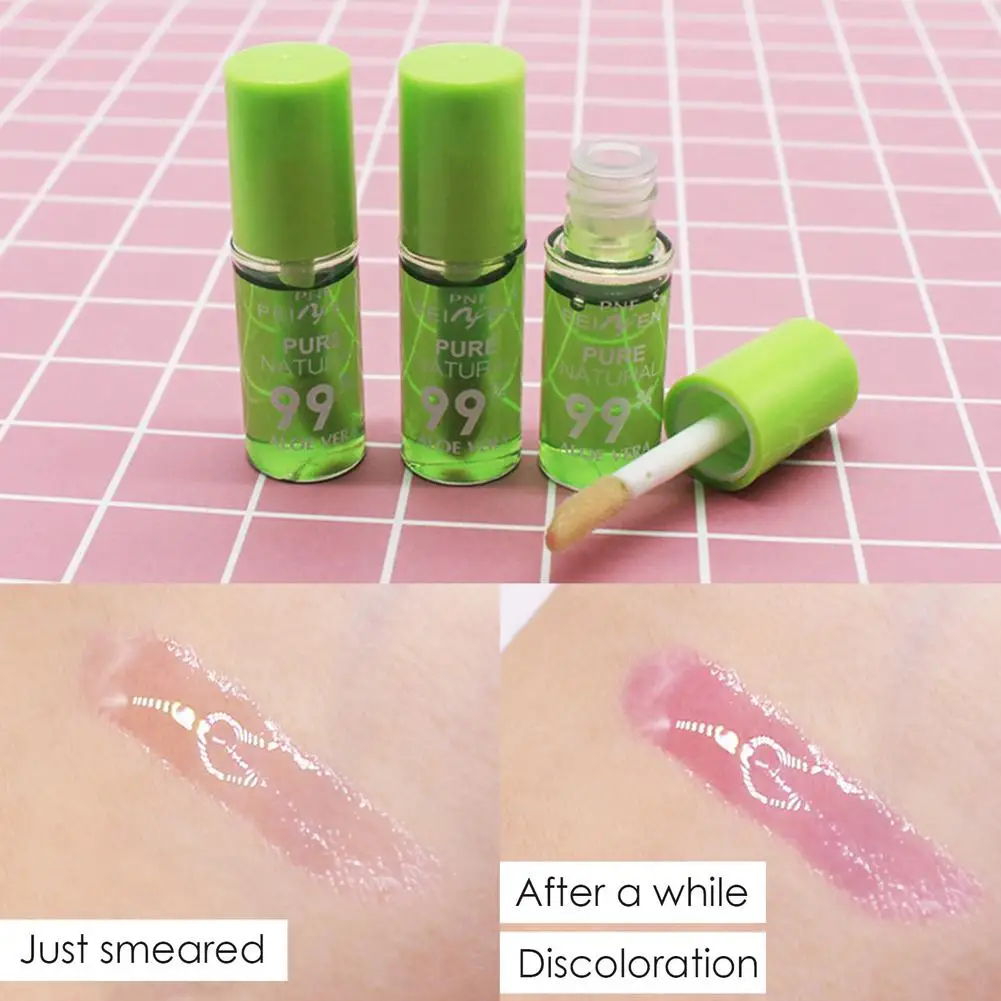 1 Stück Aloe Essenz Lip gloss natürliche veränderbare Farbe tragbare wasserdichte feuchtigkeit spendende lang anhaltende nahrhafte Lippen Pflege Lippenstift