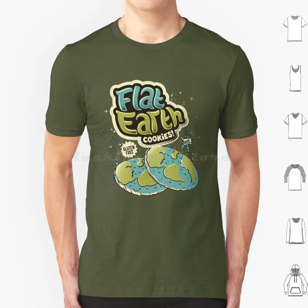 Biscoitos de terra plana por tobon fonseca t camisa de algodão das mulheres dos homens diy impressão plana terra biscoitos comida mundo planeta espaço humor