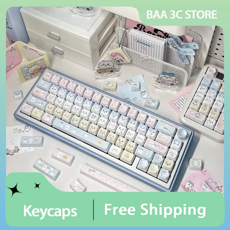 

Maorbeng MAO Keycaps PBT Thermal Sublimation Cross Key Cap Chikawa Kawaii Mechanical Keyboard Caps PC Gamer Accessories Gift