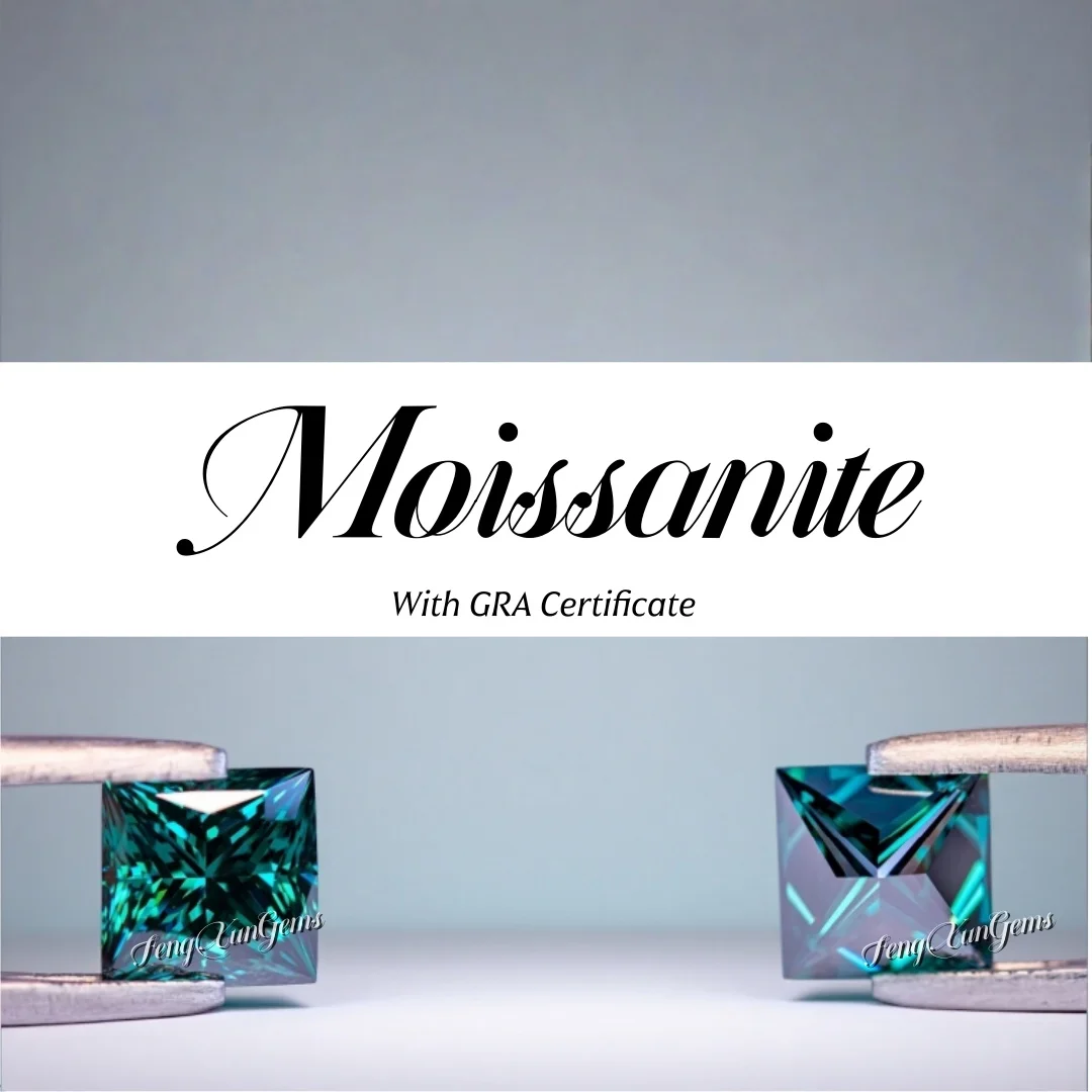 

Emerald Green Princess Moissanite Lab Grown diamonds 0.3~6ct with GRA Certificate VVS1 Clarity High Quality Loose Gems For Inlay