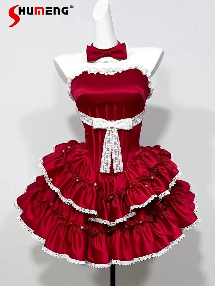

French Style Elegant Sweet Strapless Birthday Red Mini Dress High-end Socialite Puffy Princess Short Dress for Women Summer 2026