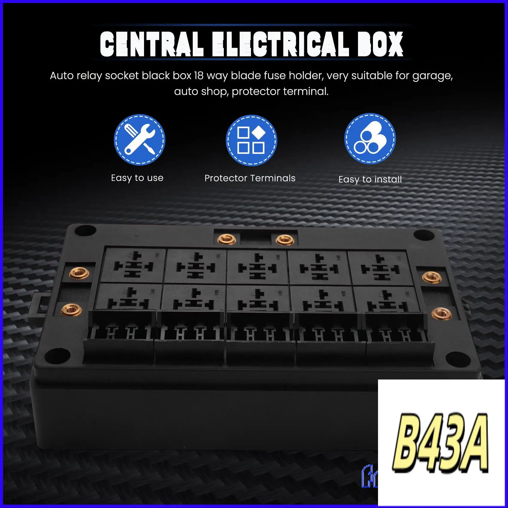 Sp-Car Relay Socket Black Box 18-Wege-Flachsicherungshalter für Automotive Marine