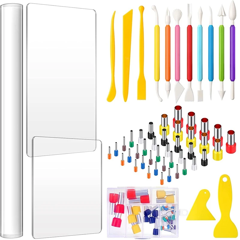 

A49K-Cutter Set, Polymer Clay Roller, For Clay DIY Production The Clay Model Set Can Be Used At Home, School, Office, Etc.