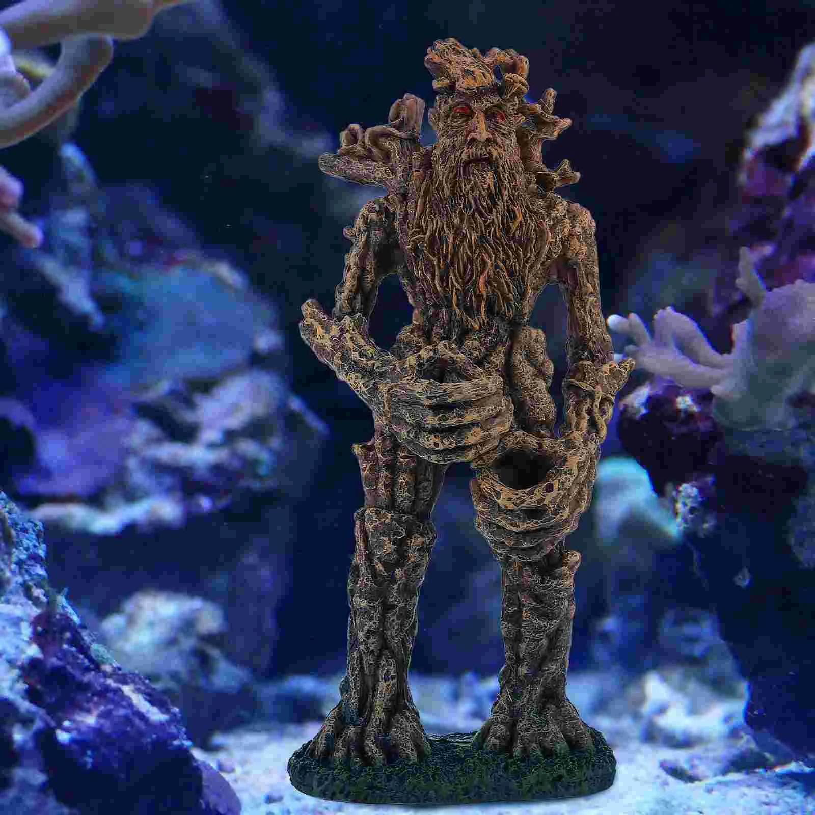 Aquarium Ornaments Landscaping Statue Decorations Simulated Tree Man Fish Tank Adornment Treeman Figure Fairy Accessories Plant