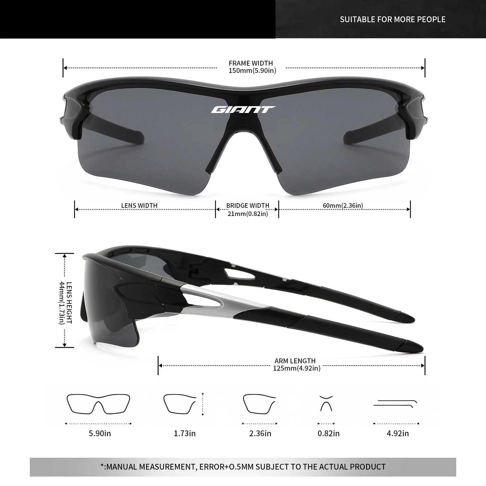 Riesige Fahrradbrille, winddicht, beschlagfrei, Objektiv, Kletter- und Angelbrille, bruchsicheres Polycarbonat, Outdoor-Fahrradzubehör – Detail 6