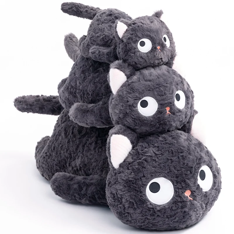 

50-70cm Stuffed Lifelike Black Cats Plush Toy Simulation Big Eyes Cute Cat Doll Pet Toys Home Decor Gift For Kids Girls Birthday