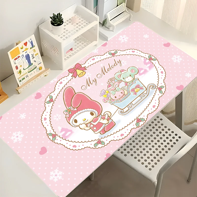 90 x 40 cm großes Mauspad, My Melody Lockedge, großes Gaming-Zubehör, Computer-Gamer-Tastatur, Mauspad, Schreibtisch-Mauspad mit festem Rand, als Geschenk
