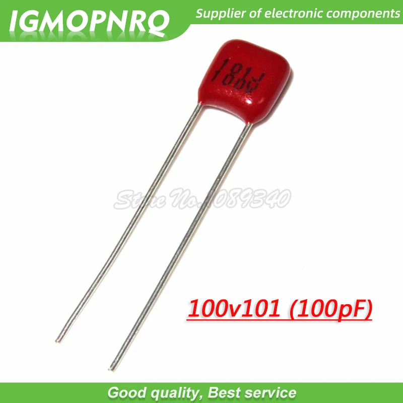 

20PCS 100V101J 100V 100PF 100P 100V 101 100V101J-P5 63V101J Pitch 5MM CBB Polypropylene film capacitor