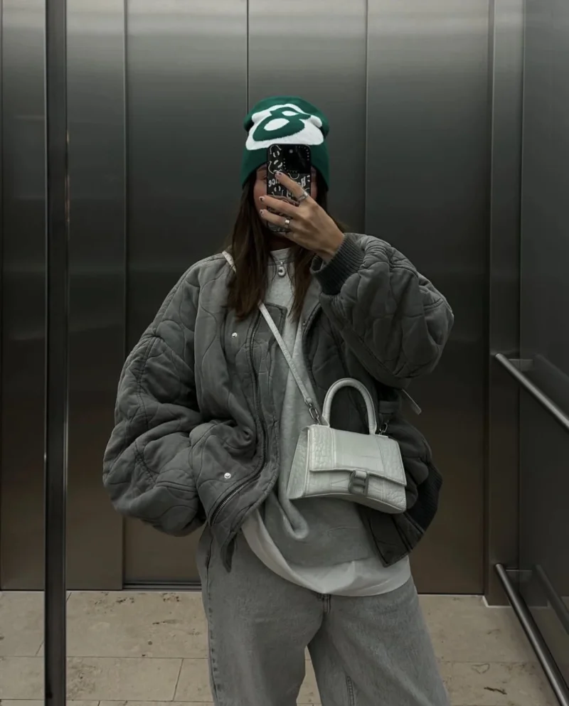 

Quilted cotton-padded jacket loose version bomber jacket 2025 Women's New fashion vintage wash made old