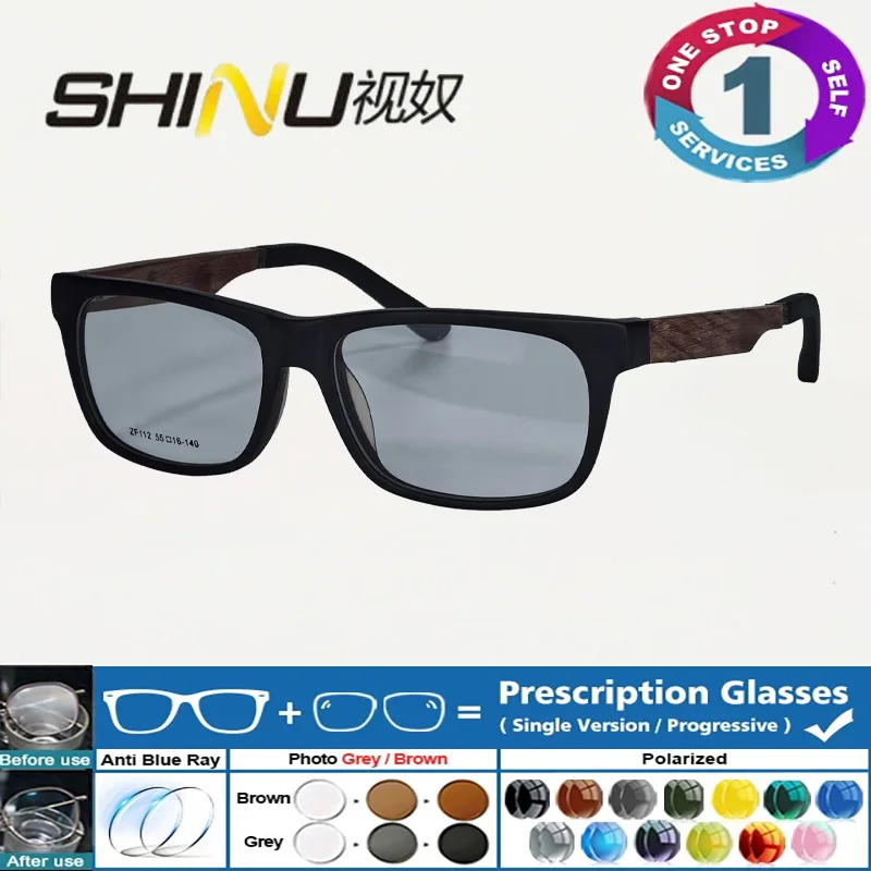

SHINU Progressive Multifocal Reading Glasses for Men Myopia Prescription Shortsighted Glasses Hu Wood Glasses Myopia Sunglasses