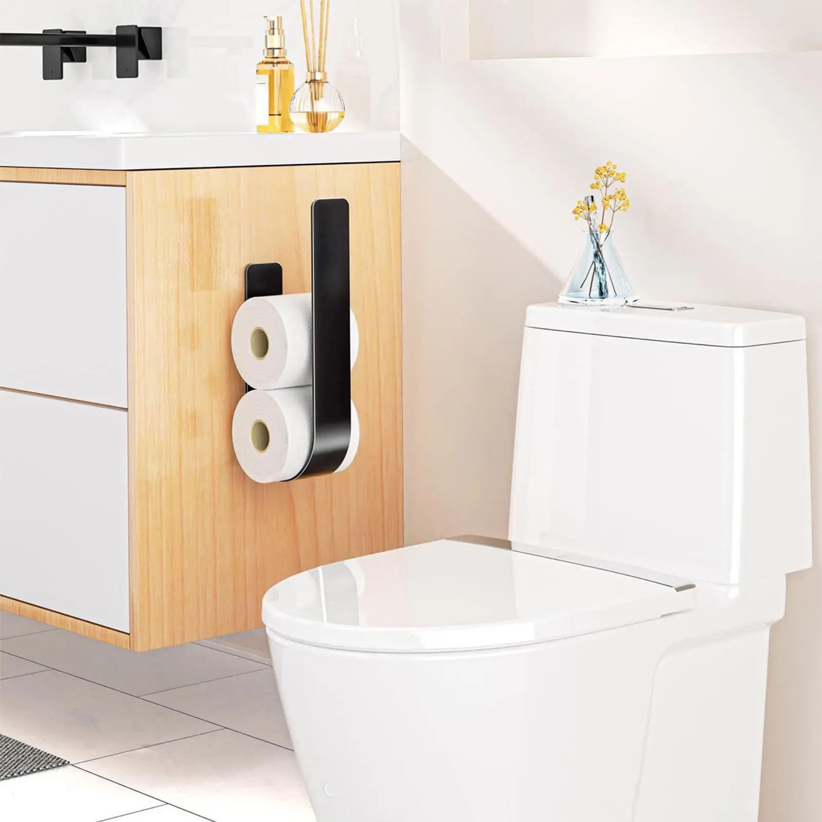 

Toilet Paper Holder Adhesive Paper Roll Stand No Drill Tissue Dispenser For Bathroom Kitchen Bar Home Apartment Door Counter