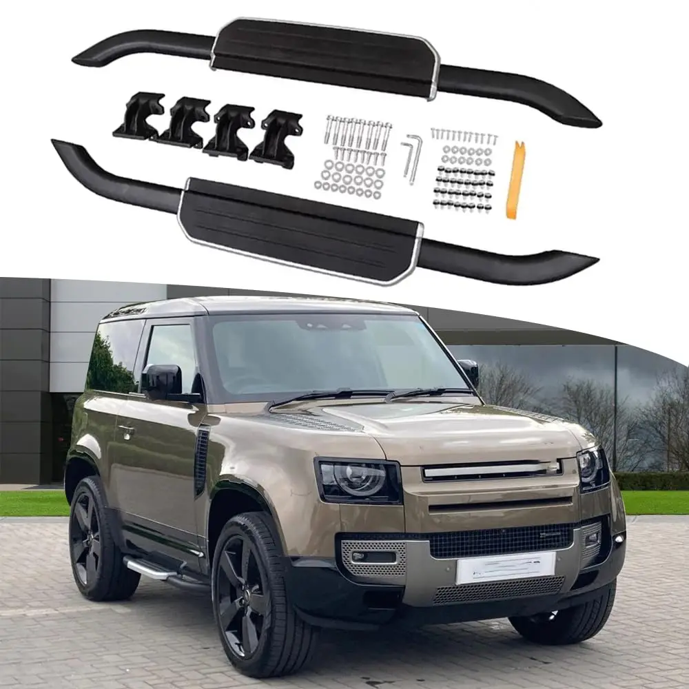 FANTE Side Steps Running Boards Nerf Bars Fits for Land Rover Defender 90 L663 2 Door 2PCS Black with Silver