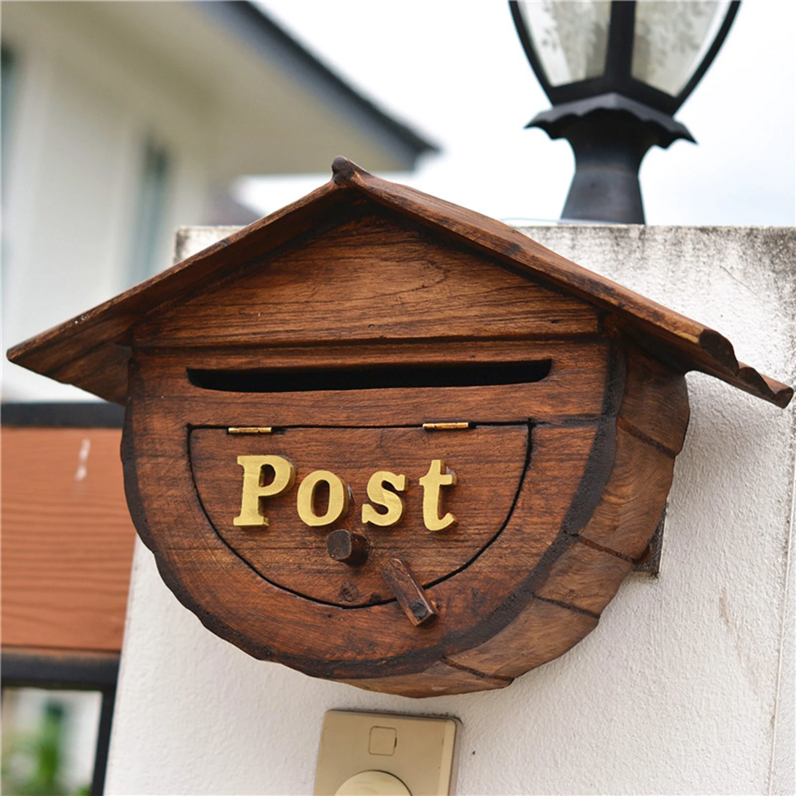 Vintage Style Wall Mounted Mailbox Decoration Wood Mailbox Letterbox for Outdoor Indoor Farmhouse Outdoor Envelope Holder