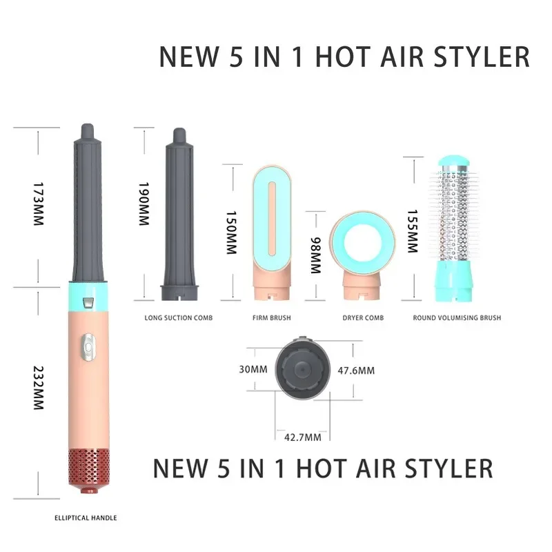 5 in 1 Hair Dryers Multi-purpose Hot Air Comb Professional Air Hair Styler Hair Curling Straightening Hot Air Brushes images - 6