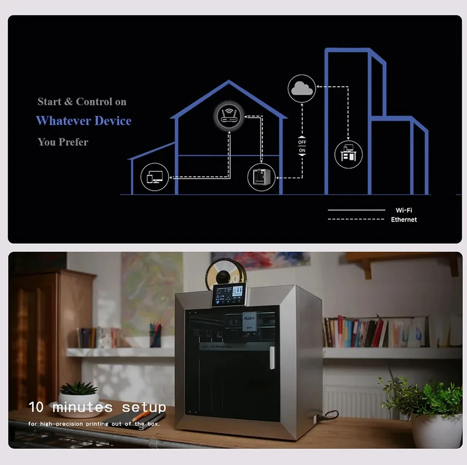 طابعة Qidi Tech Plus4 ثلاثية الأبعاد، كاميرا 1080 بكسل، 305*305*280 مم، فوهة مركبة متعددة المعدن، نظام رأس أدوات جديد، عزل مزدوج الطبقة #6