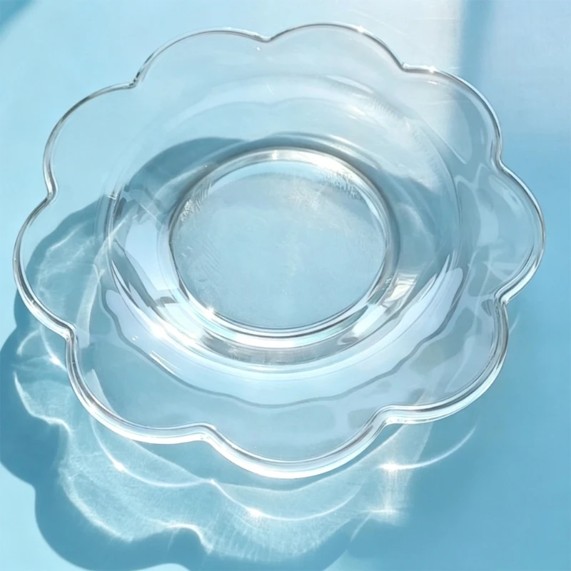 Premium Clear Glass Serving Bowl Stylish Decorative Dish Serving Tray for Home D0LD