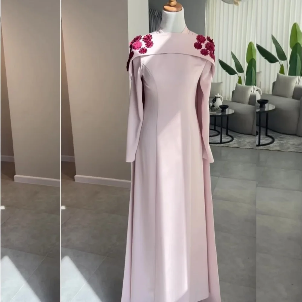 تخصيص Pastrol للجنسين جيرسي زهرة الطية ألف خط مغرفة الرقبة فساتين طويلة مناسبة مخصصة أنيقة الرجعية #1