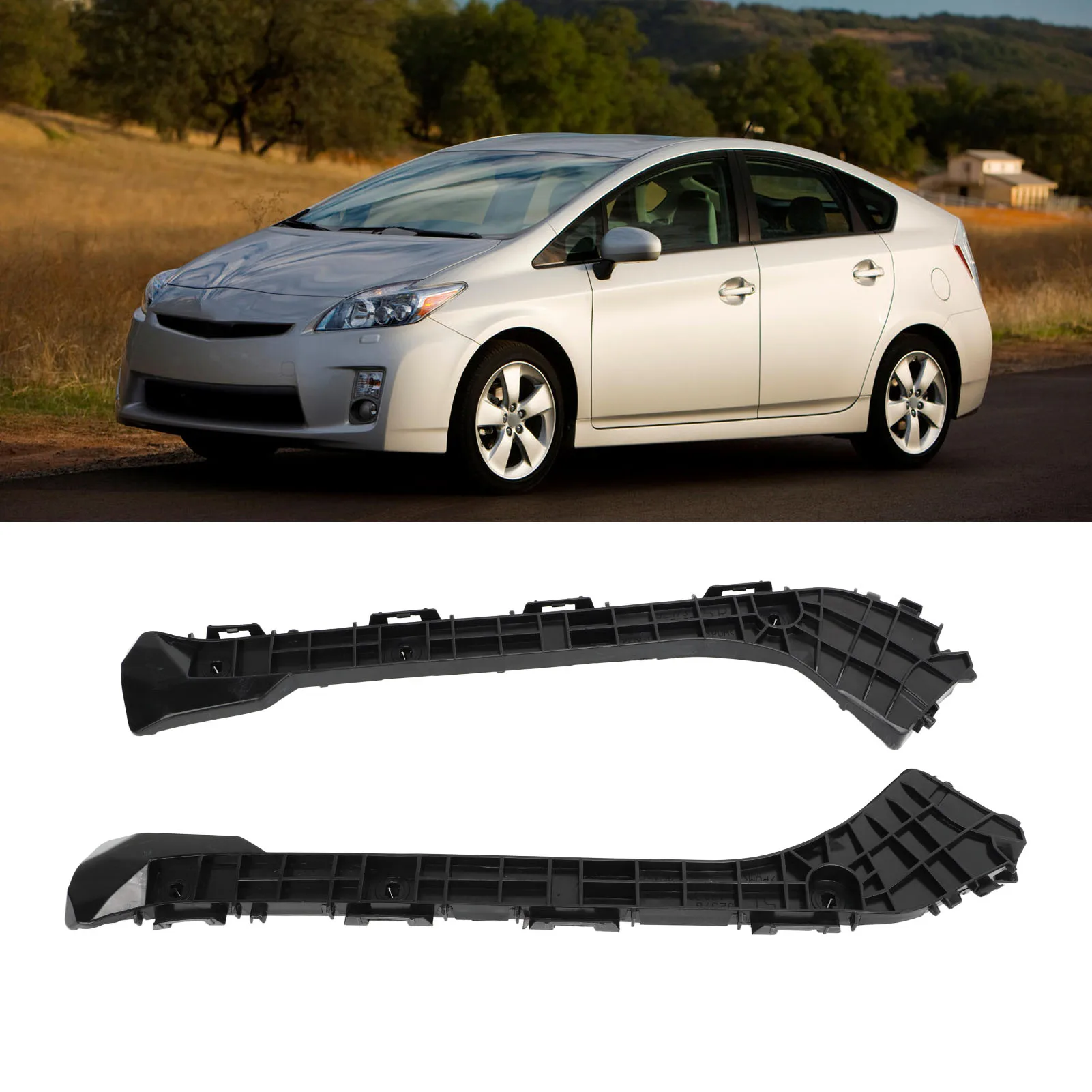 1 Pair Rear Bumper Bracket 5257647020 Shockproof Black Left And Right Bracket Set Replacement For Prius 2010 To 2015