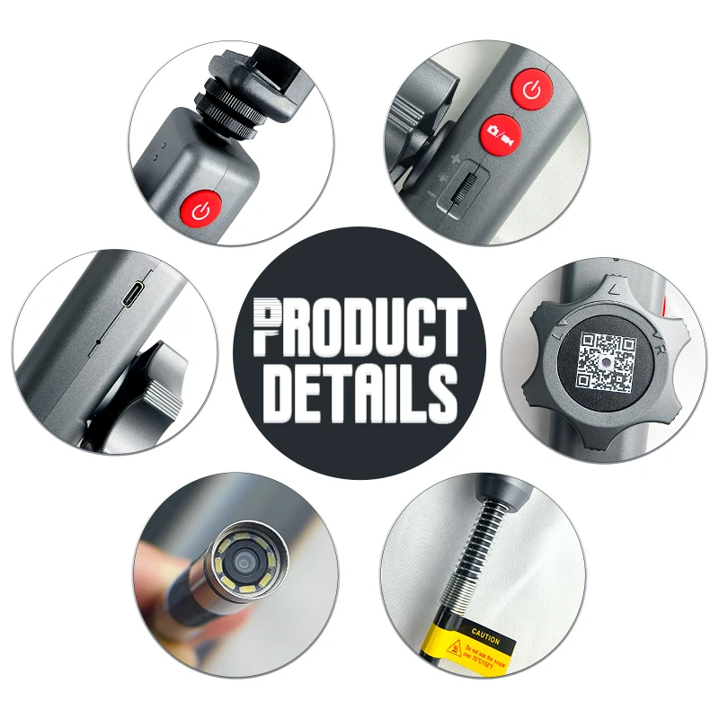 USB Industrial Endoscope 6.2MM/8.0MM 360Degree 2way Rotion Camera 1080P HD Inspection Video Camera For  iphone Android And PC