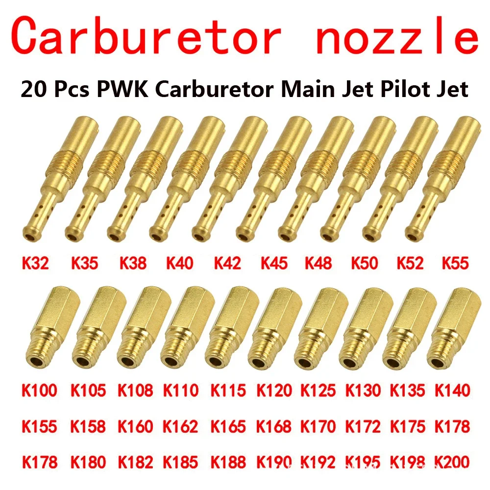 오토바이 기화기 메인 제트 슬로우 파일럿 제트, PWK PWM Keihin OKO CVK NSR KSR용, 팩당 20 개