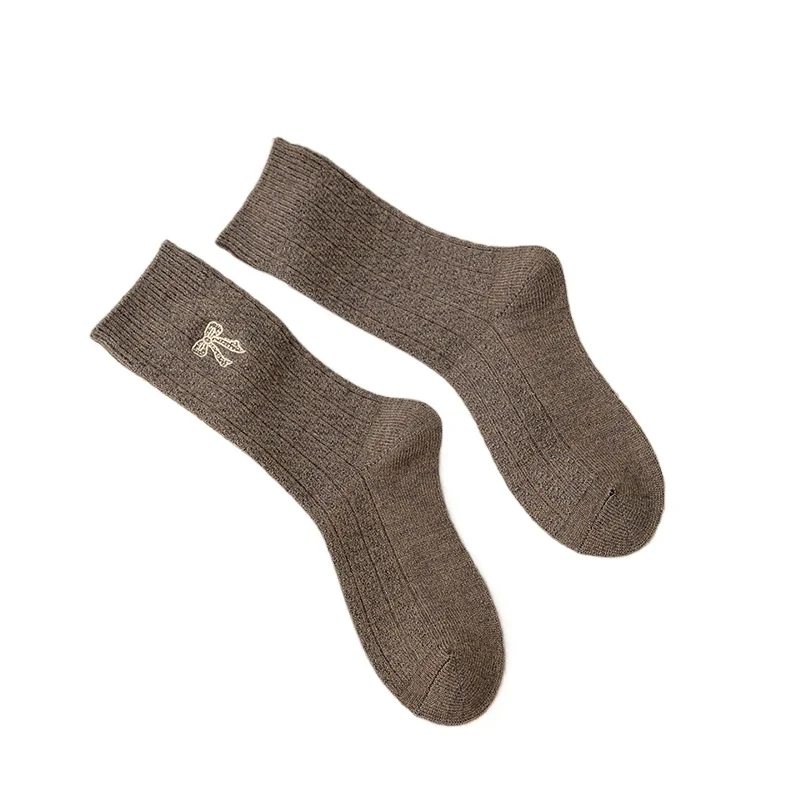 1/6 زوج من الجوارب النسائية لخريف وشتاء سميكة ودافئة من الصوف متوسطة الأنبوبة تمتص العرق ومقاومة للرائحة، جوارب كاجوال بسيطة ومريحة #6