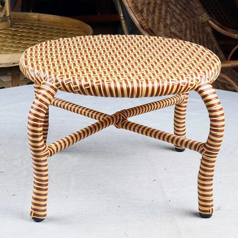 

Плетеное кресло-пуф из ротанга, круглое, в стиле бохо, для прихожей, для обуви, ручной работы, для гостиной, спальни, веранды, домашнего декора