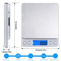 2kg/3kg/500g Portable Kitchen Scale Electric Digital Food Coffee Scale LCD Display Measuring Scale Household Weight Measuring