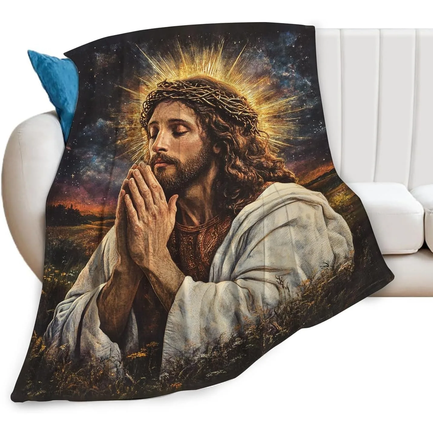 Jesus Christ Throw Blanket Christian Religious Faith Cross Blanket Bible Verses Inspirational Prayer Jesus Gifts Soft Fleece