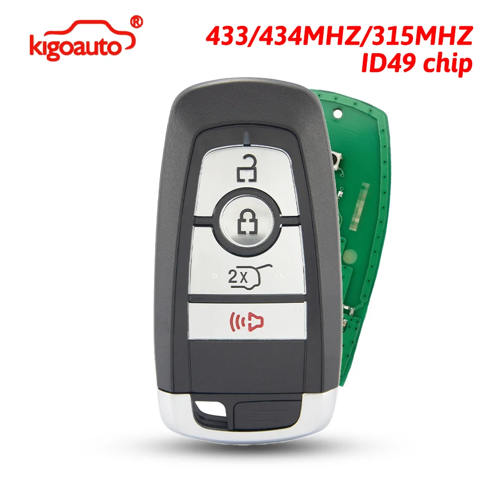 

kigoauto Smart Key 4 Button 315/433/434MHz ID49 Chip for Ford Mustang Expedition Explorer Edge Bronco 2017-2025