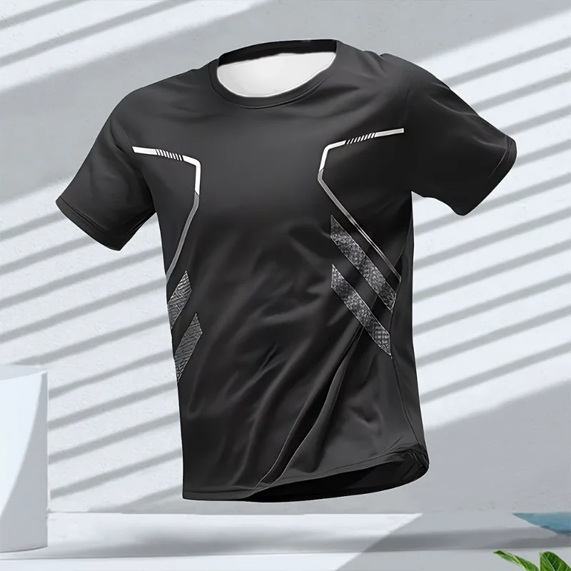 

Quick Drying Ice Silk T-shirt Tracksuit Men Fitness Clothes Short Sleeve Running Sportswear Shorts Gym Sports Training Outfit
