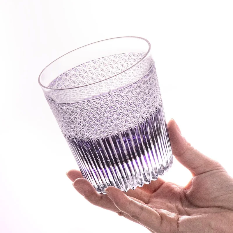 Premium Whiskey Cups Purple Northern Lights Edo Kiriko Style Cut Crystal Rocks Glass Best Wine Gifts For Men Dropshipping