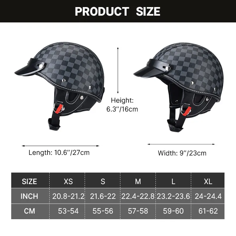 Germany Style Retro Helmet Motorcycle DOT Approved Casco Cross Leather Half Helmet Vintage Helmet Motorbike Scooter Capacete