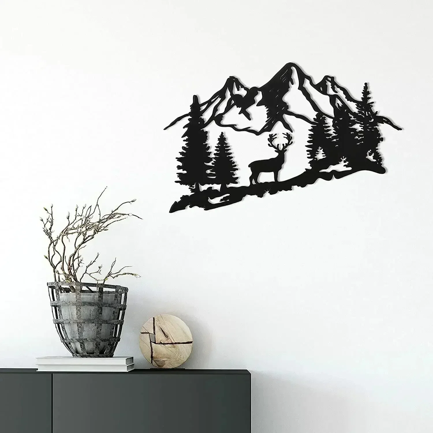 1PC Metall Hirsch Wand Kunst Wald Hirsch Wand Dekor Metall Berg Hirsch Kabine Dekor für Küche Badezimmer Wohnzimmer Schlafzimmer