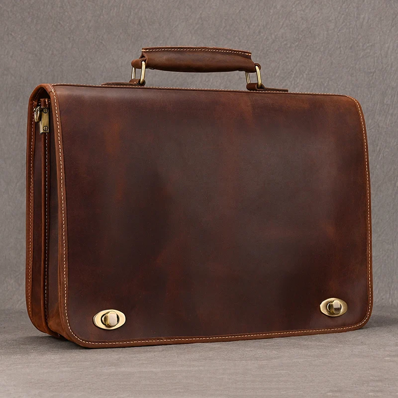 Top Grade Thick Genuine Leather Men Briefcase 15\