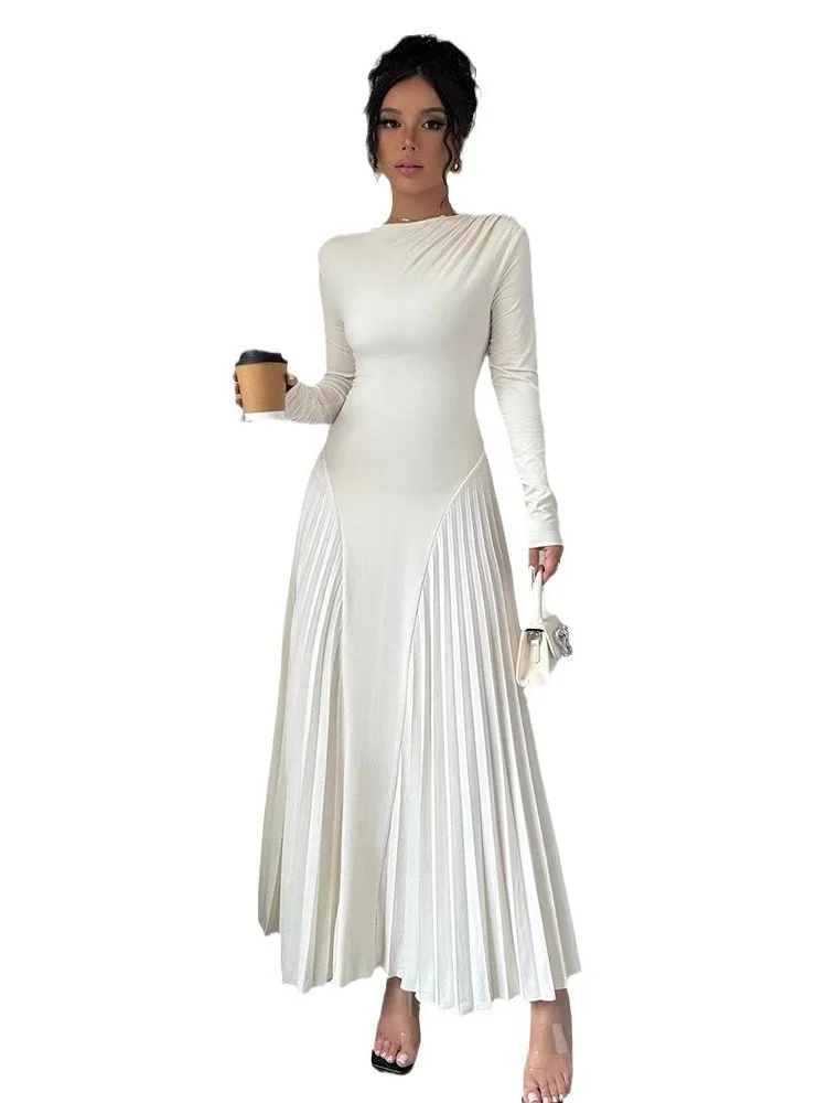 Ele Long Sve feminino Dr versátil camada base saia emagrecimento linha A malha poliéster casual outono inverno Faion